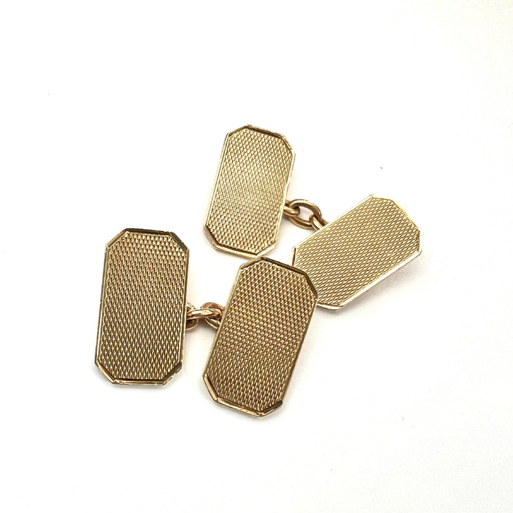 Solid 9CT Gold Art Deco Chain Link Cufflinks View II
