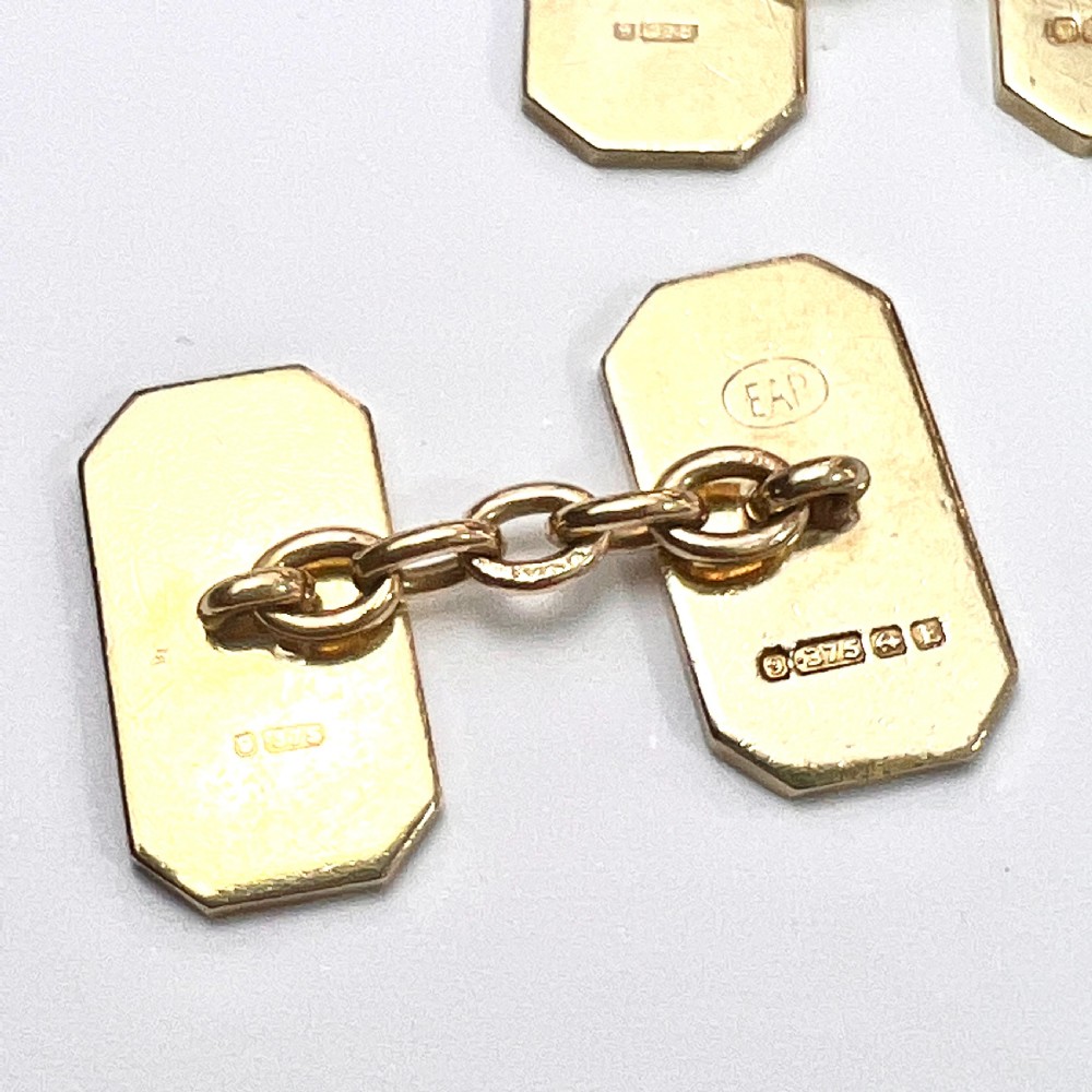Solid 9CT Gold Art Deco Chain Link Cufflinks View III