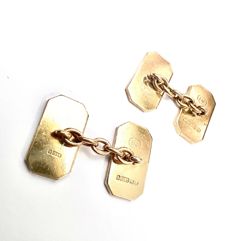 Solid 9CT Gold Art Deco Chain Link Cufflinks View IV