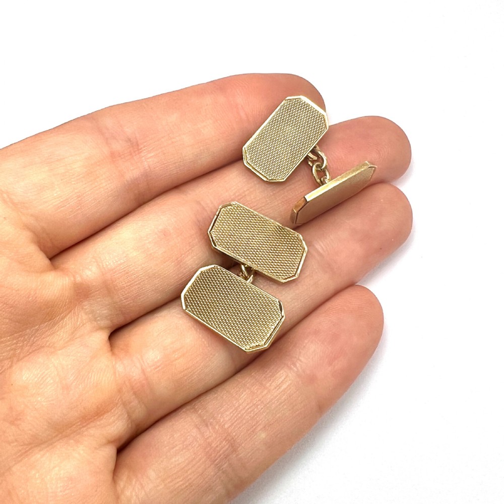 Solid 9CT Gold Art Deco Chain Link Cufflinks View VI