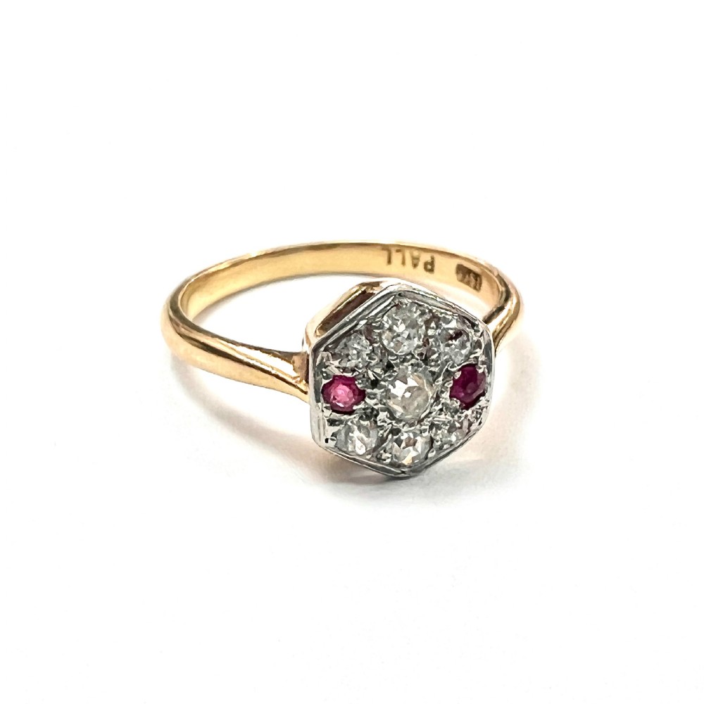 Art Deco Ruby and Diamond 18CT Gold Palladium Ring View IV