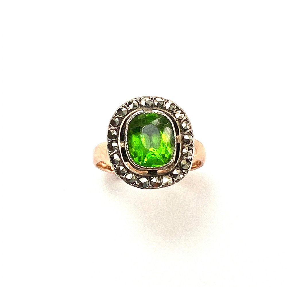 Art Deco 9CT Gold and Silver Paste Marcasite Halo Ring View II