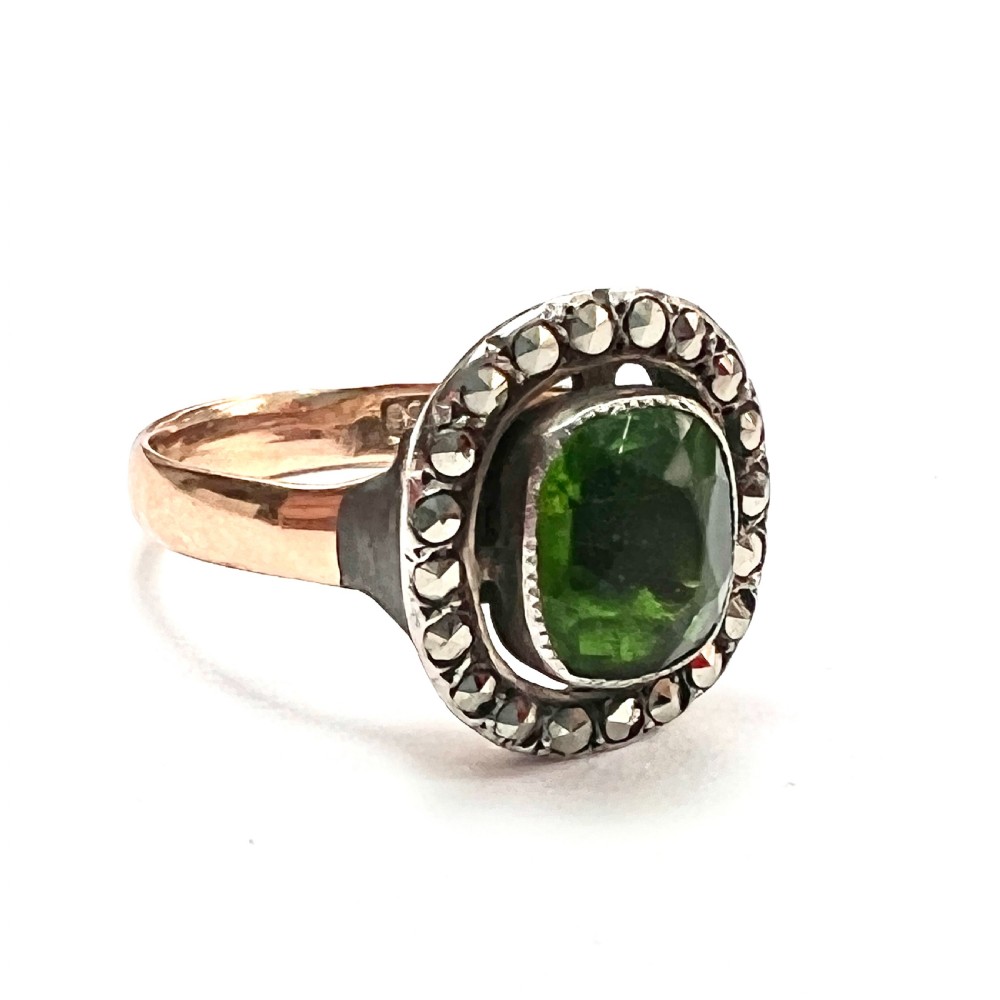 Art Deco 9CT Gold and Silver Paste Marcasite Halo Ring View IV