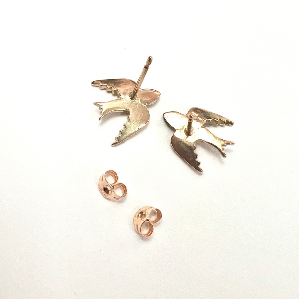 Victorian 9CT Gold and Pearl Swallow Earrings View VI