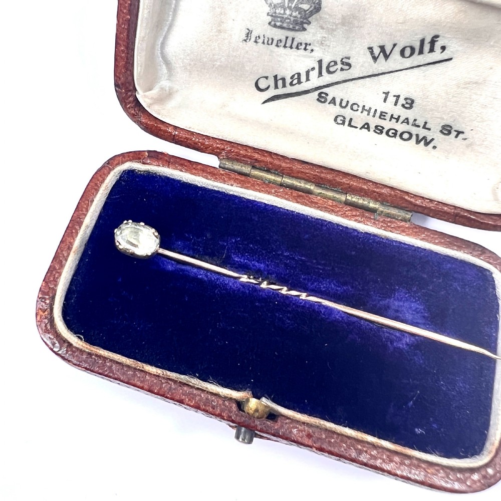 Georgian 9CT Gold Aquamarine Stick Pin View II