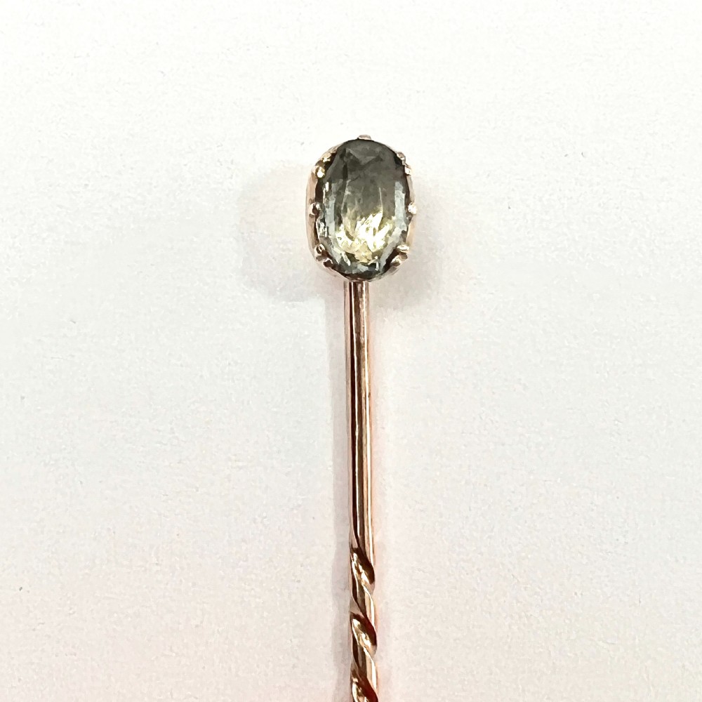Georgian 9CT Gold Aquamarine Stick Pin View III