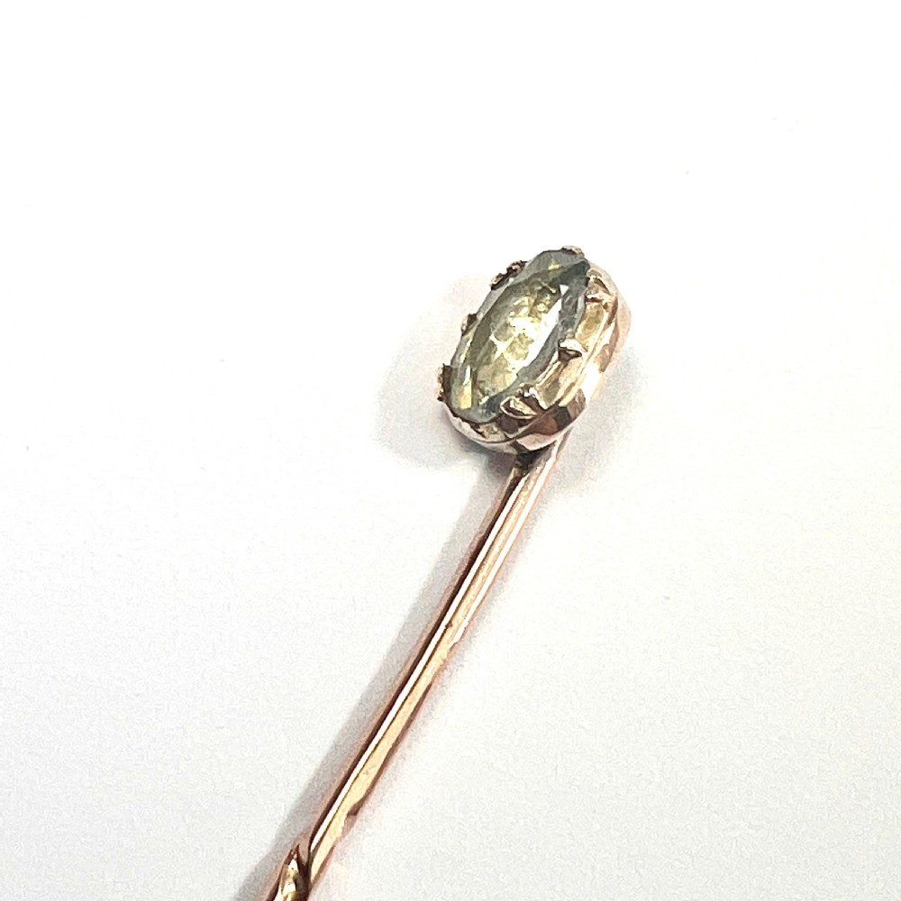 Georgian 9CT Gold Aquamarine Stick Pin View IV