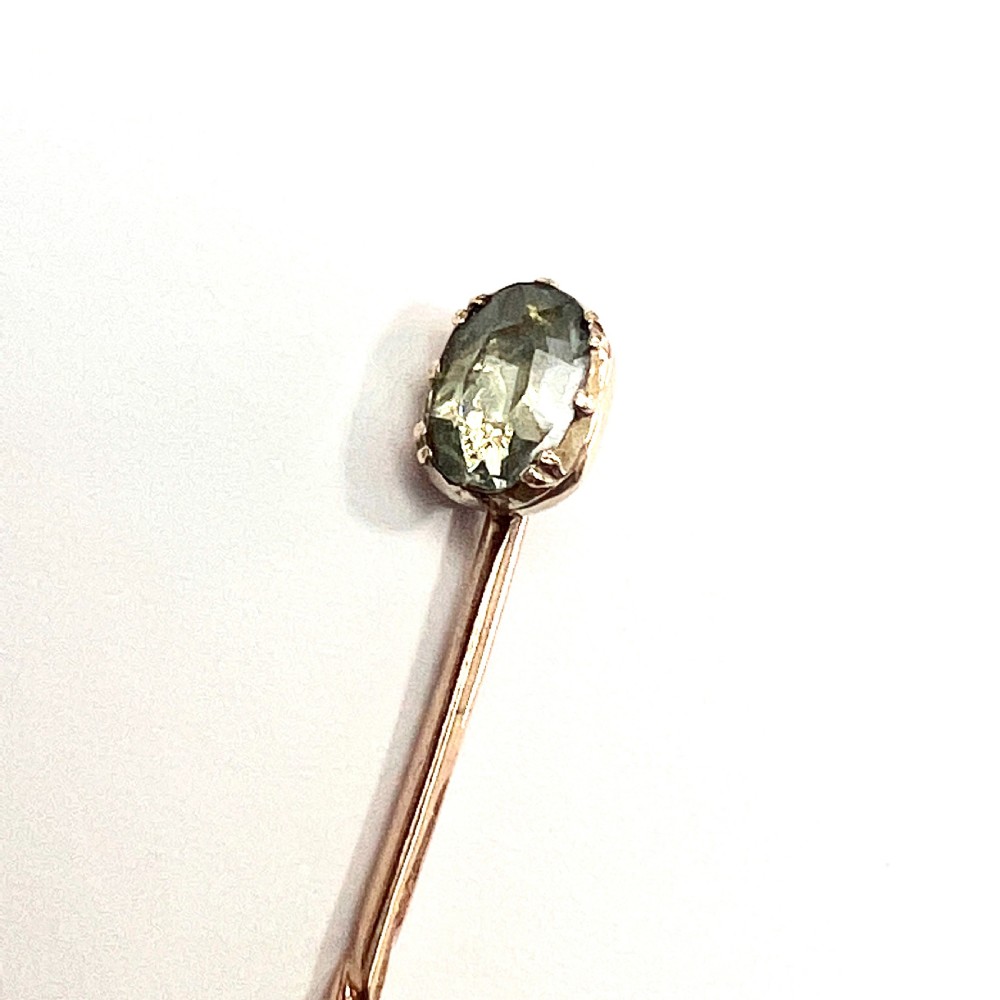 Georgian 9CT Gold Aquamarine Stick Pin View V
