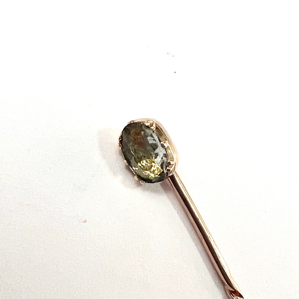 Georgian 9CT Gold Aquamarine Stick Pin View VI