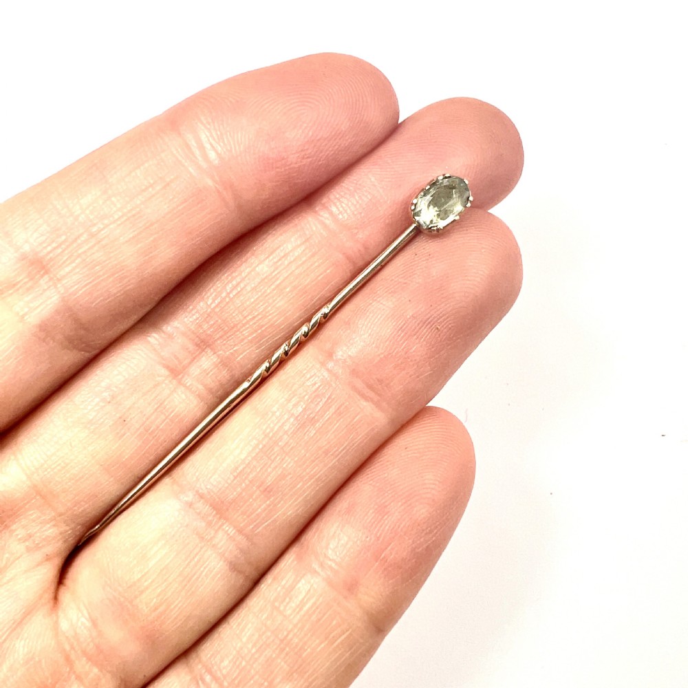 Georgian 9CT Gold Aquamarine Stick Pin View IX