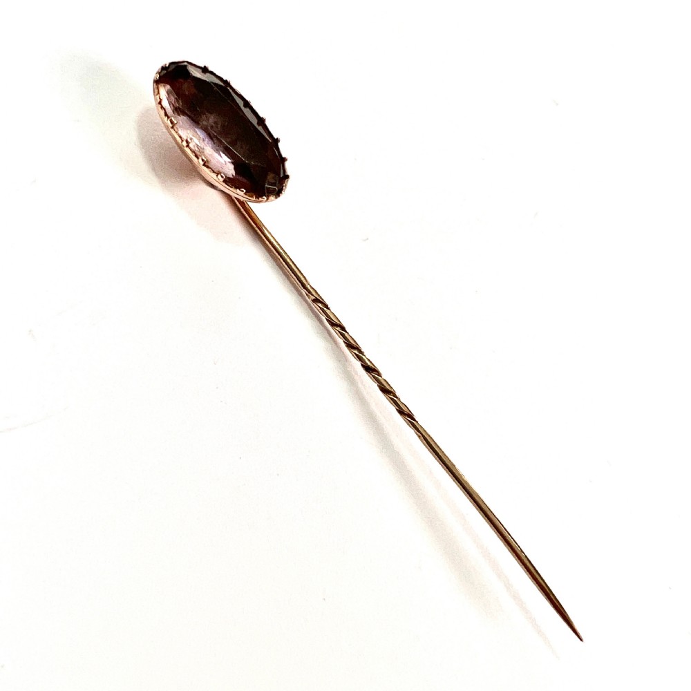 Georgian 9CT Rose Gold Purple Paste Stick Pin
