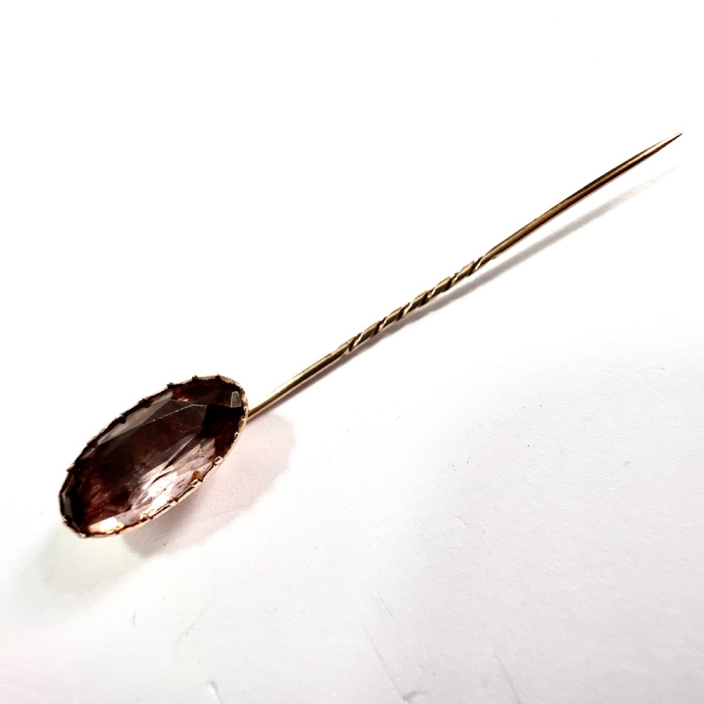 Georgian 9CT Rose Gold Purple Paste Stick Pin View III