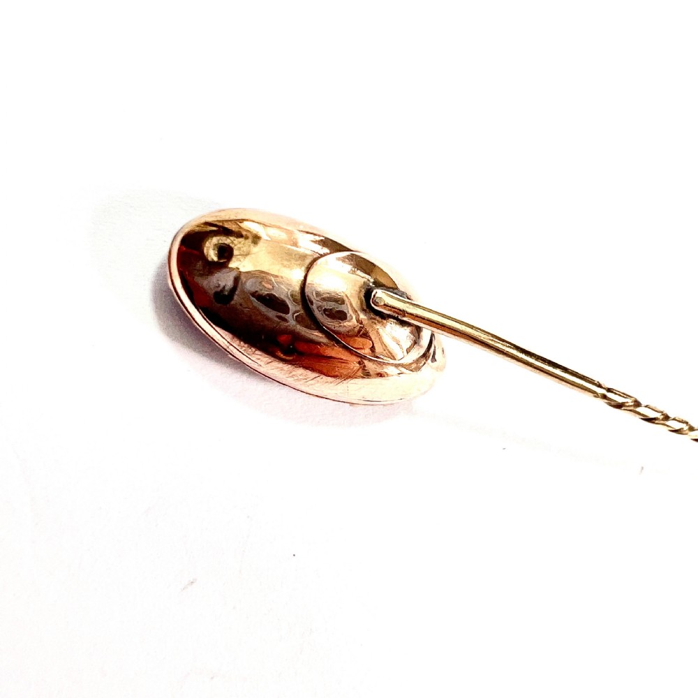 Georgian 9CT Rose Gold Purple Paste Stick Pin View V
