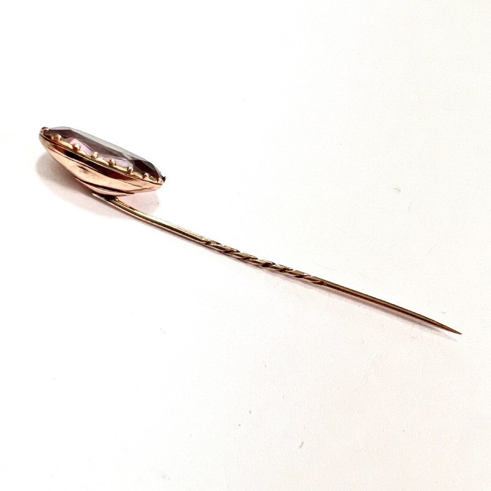 Georgian 9CT Rose Gold Purple Paste Stick Pin View VII