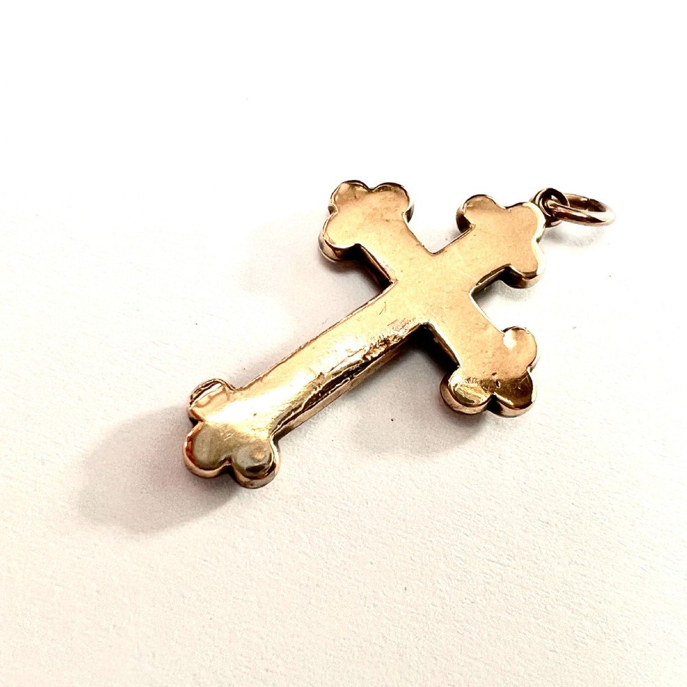 Scottish Victorian 9CT Gold Agate Cross Pendant View V