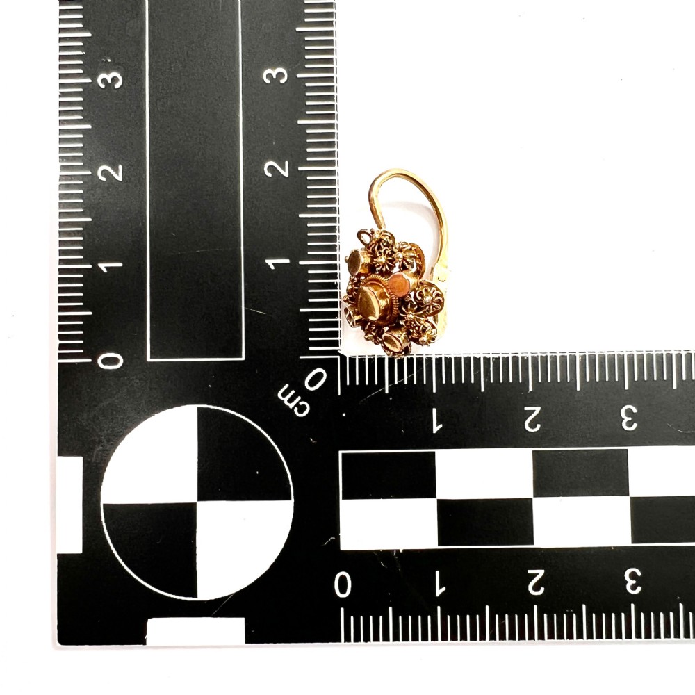 9CT Gold Victorian Canetille Cluster Earrings View III