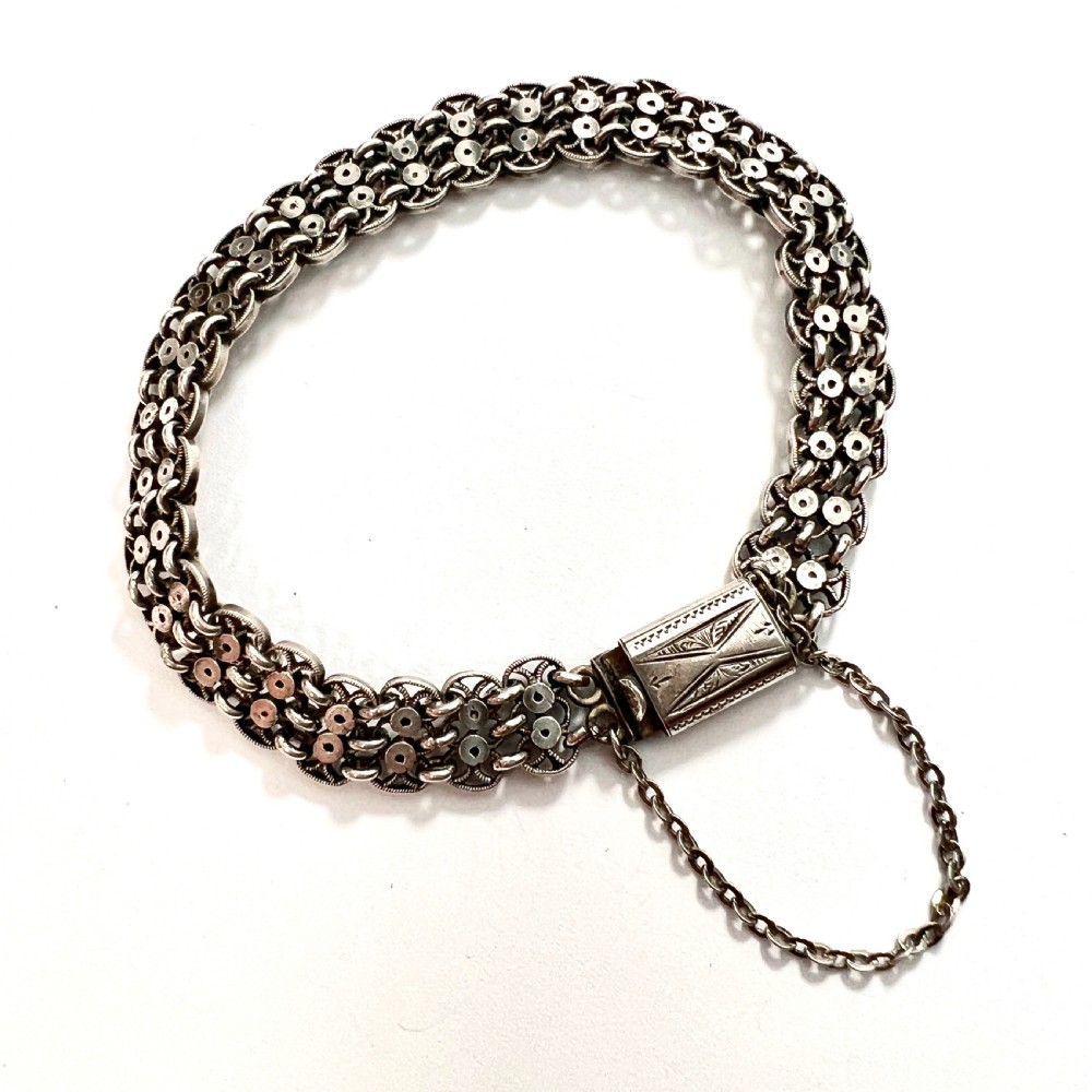 Victorian Fancy Chain Link Silver Bracelet