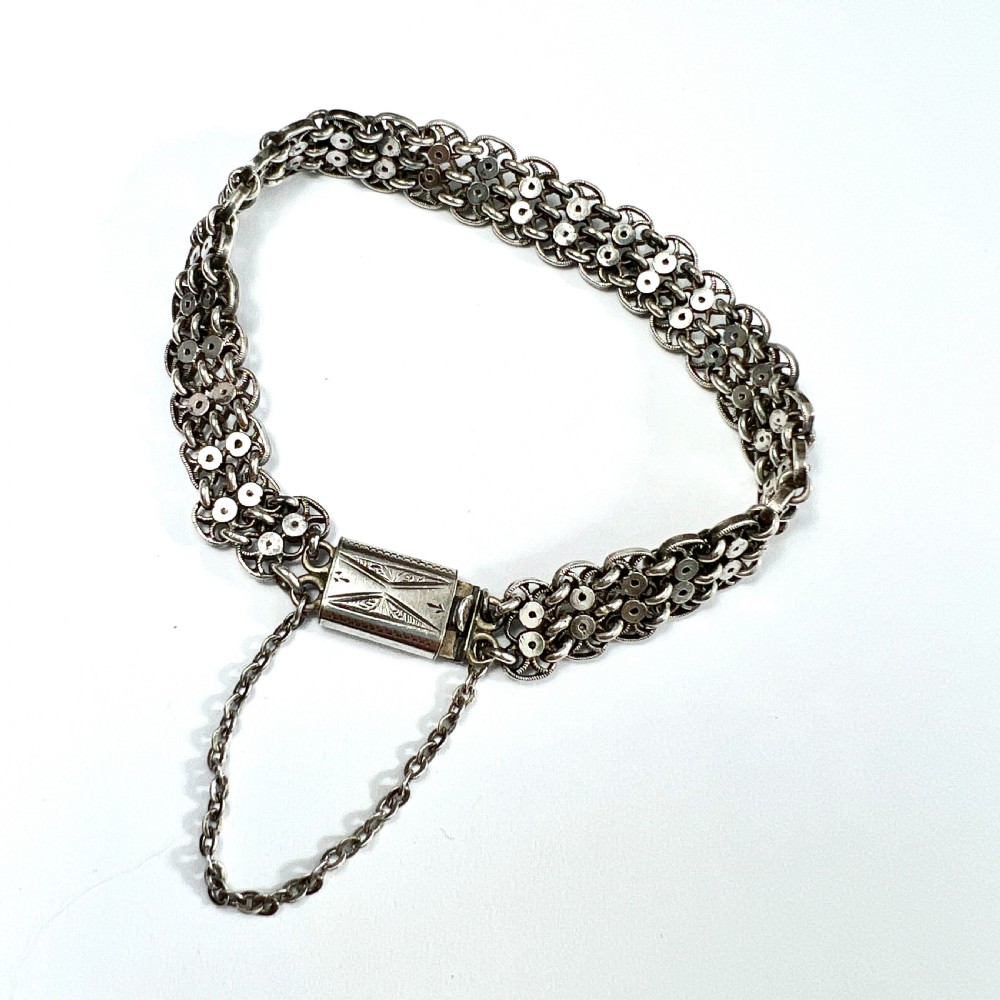 Victorian Fancy Chain Link Silver Bracelet View II