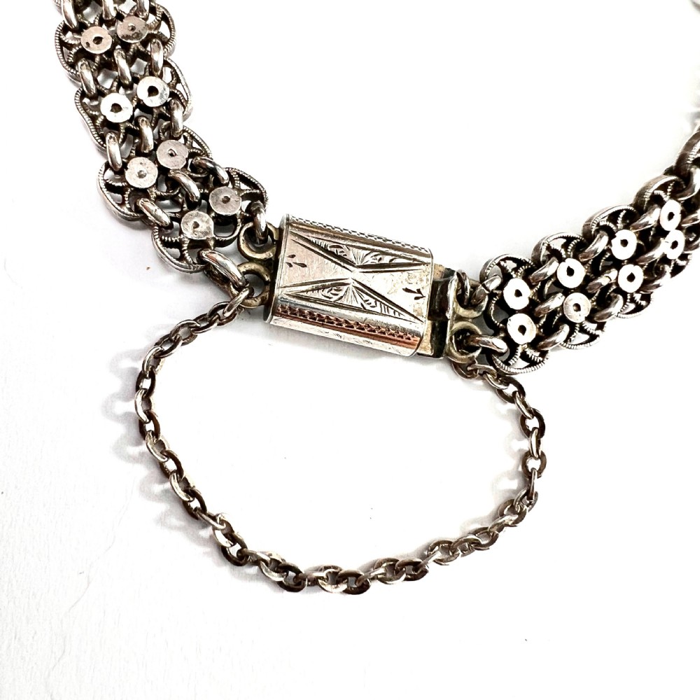 Victorian Fancy Chain Link Silver Bracelet View III