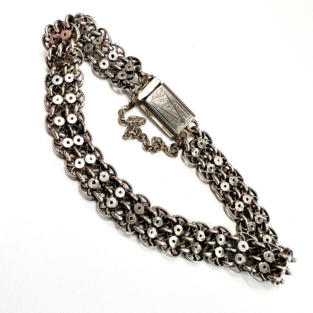 Victorian Fancy Chain Link Silver Bracelet View IV