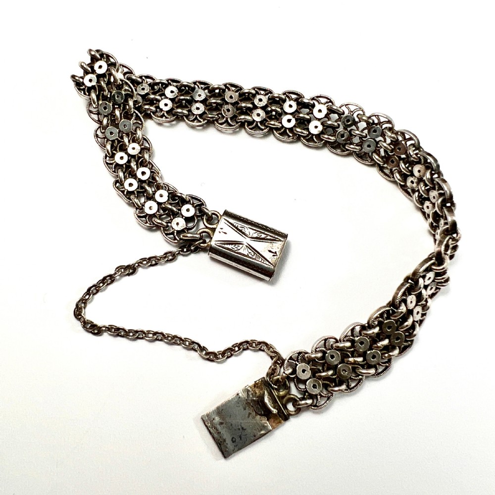 Victorian Fancy Chain Link Silver Bracelet View V