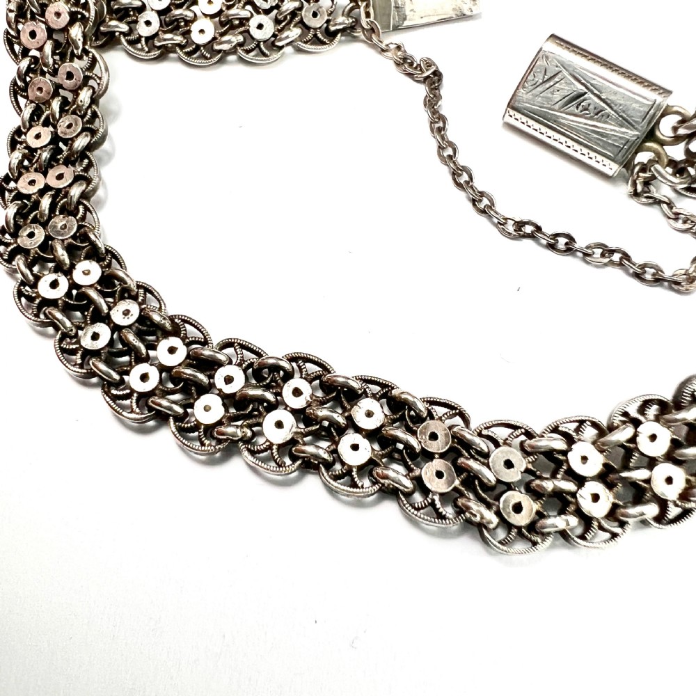 Victorian Fancy Chain Link Silver Bracelet View VI