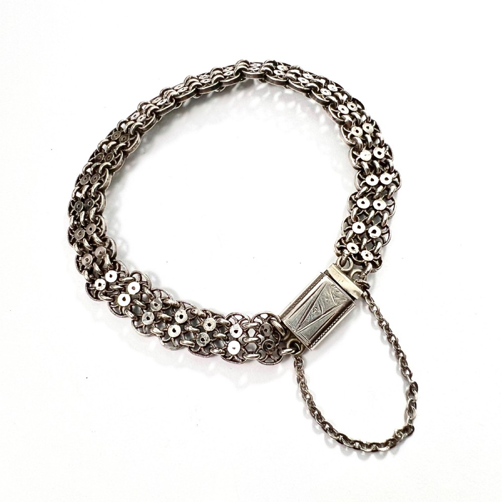Victorian Fancy Chain Link Silver Bracelet View VII