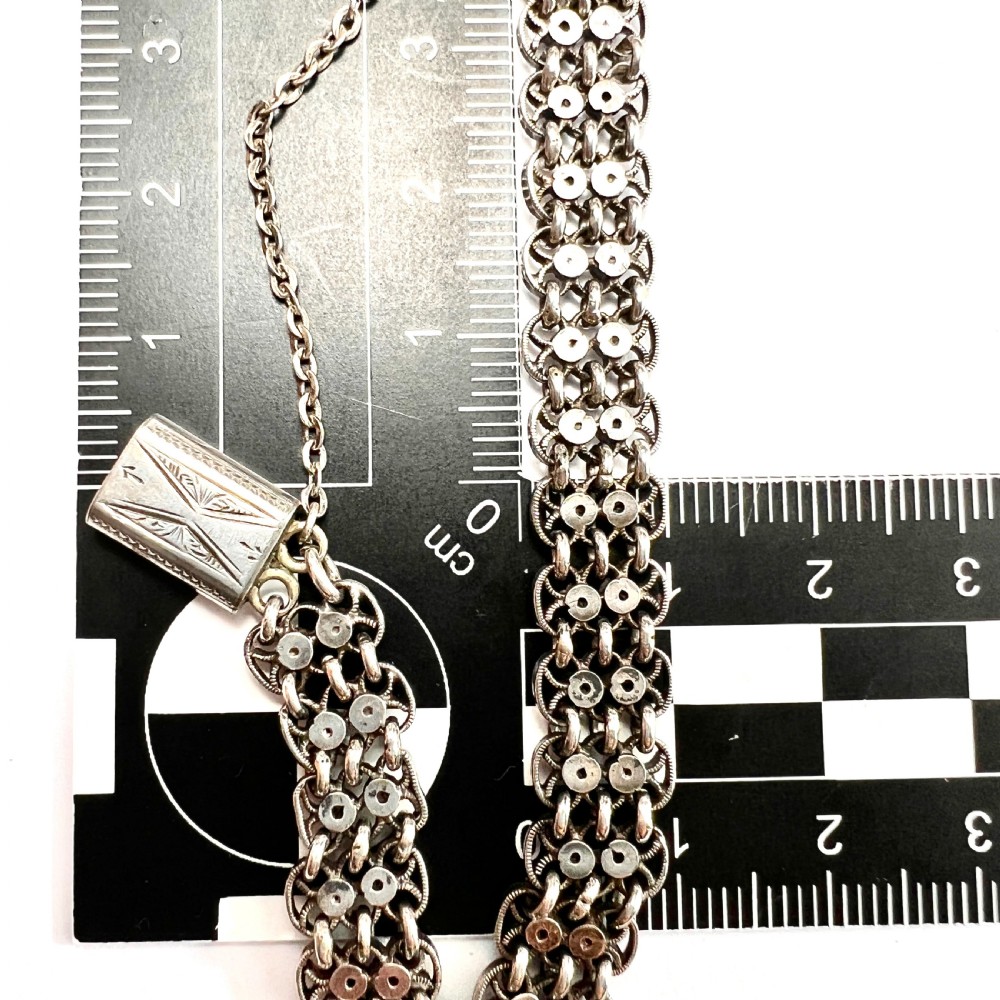 Victorian Fancy Chain Link Silver Bracelet View VIII