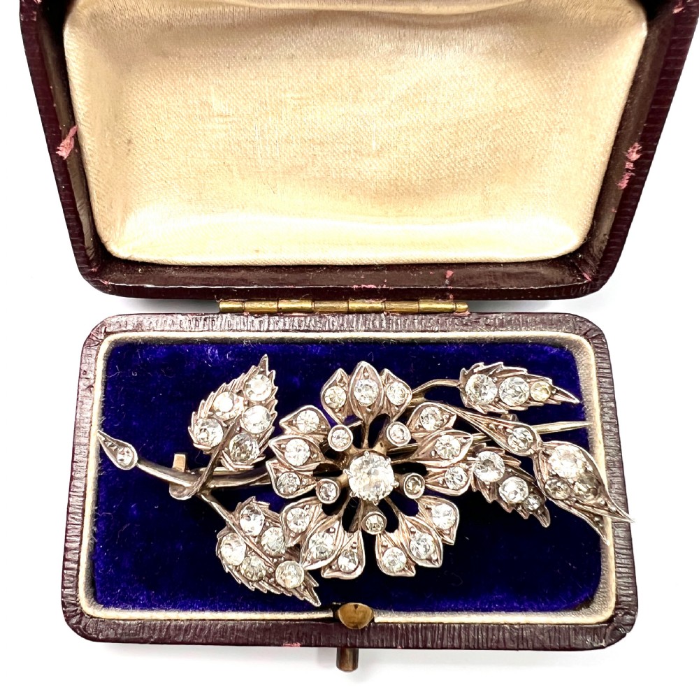 Victorian Silver Paste Flower Spray Brooch  View IV