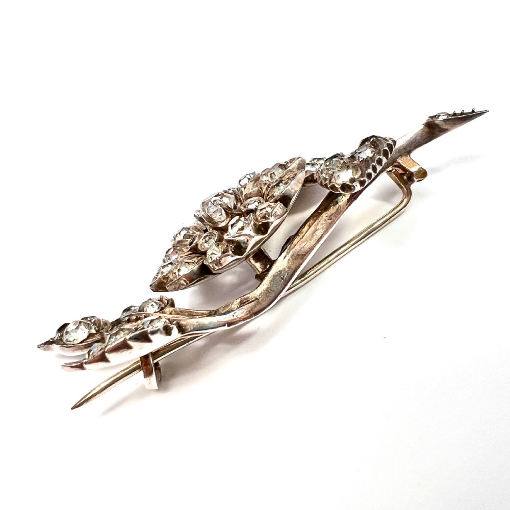 Victorian Silver Paste Flower Spray Brooch  View VI