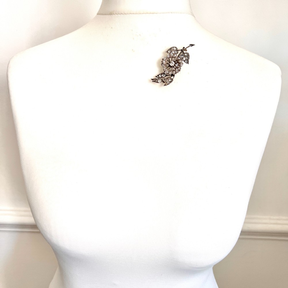 Victorian Silver Paste Flower Spray Brooch  View VII
