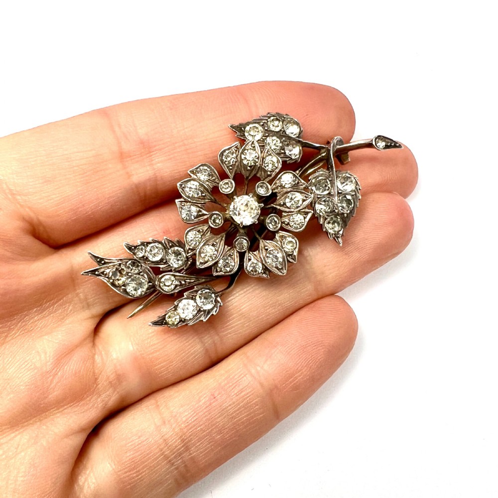 Victorian Silver Paste Flower Spray Brooch  View VIII