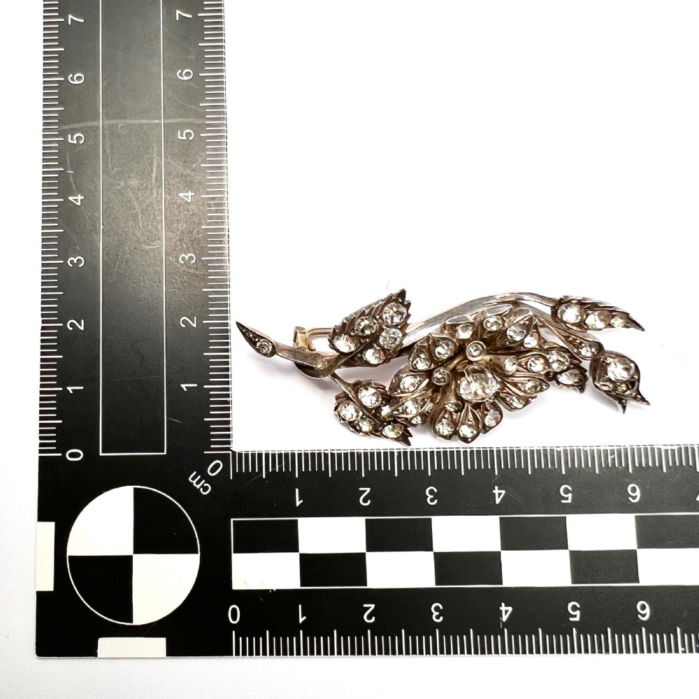 Victorian Silver Paste Flower Spray Brooch  View IX