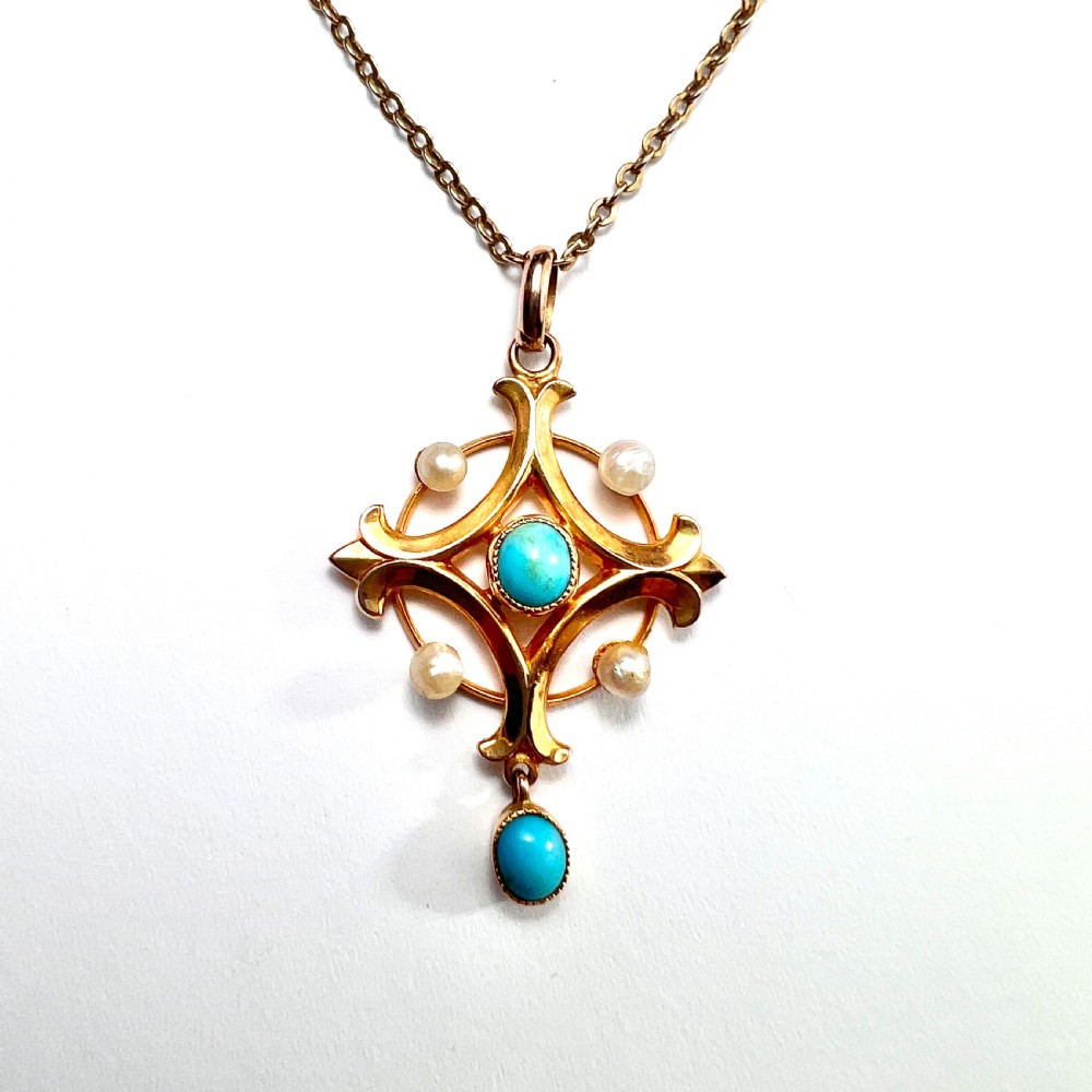 Victorian 9CT Gold Pearl Pendant and Chain Necklace View II