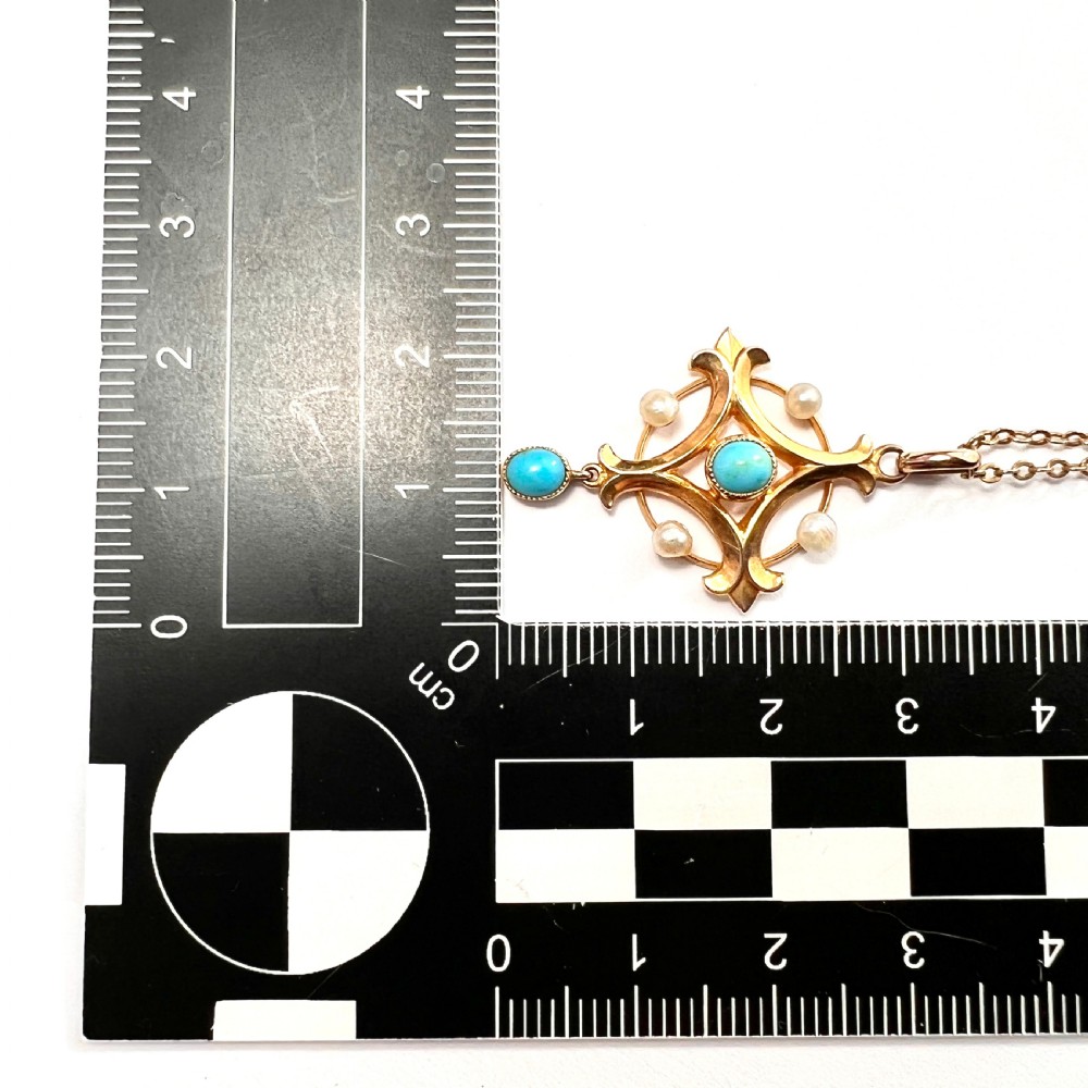 Victorian 9CT Gold Pearl Pendant and Chain Necklace View VI