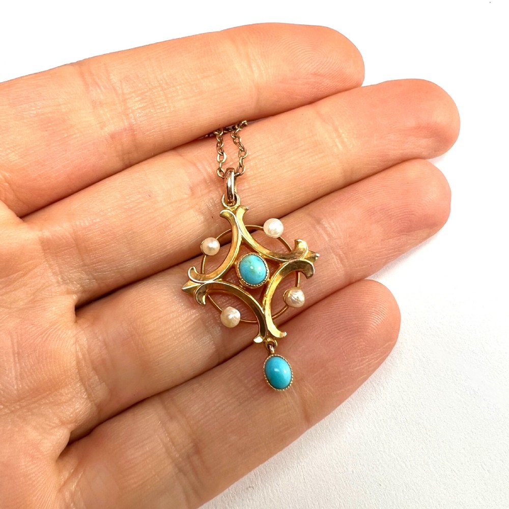 Victorian 9CT Gold Pearl Pendant and Chain Necklace View VIII