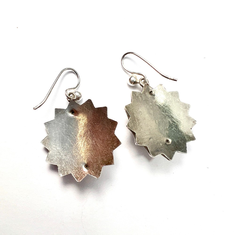 Victorian Silver Sunburst Earrings View VI