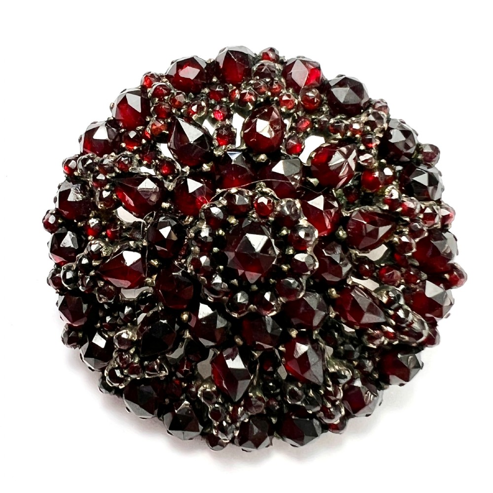 Large Victorian Bohemian Garnet Cluster Brooch
