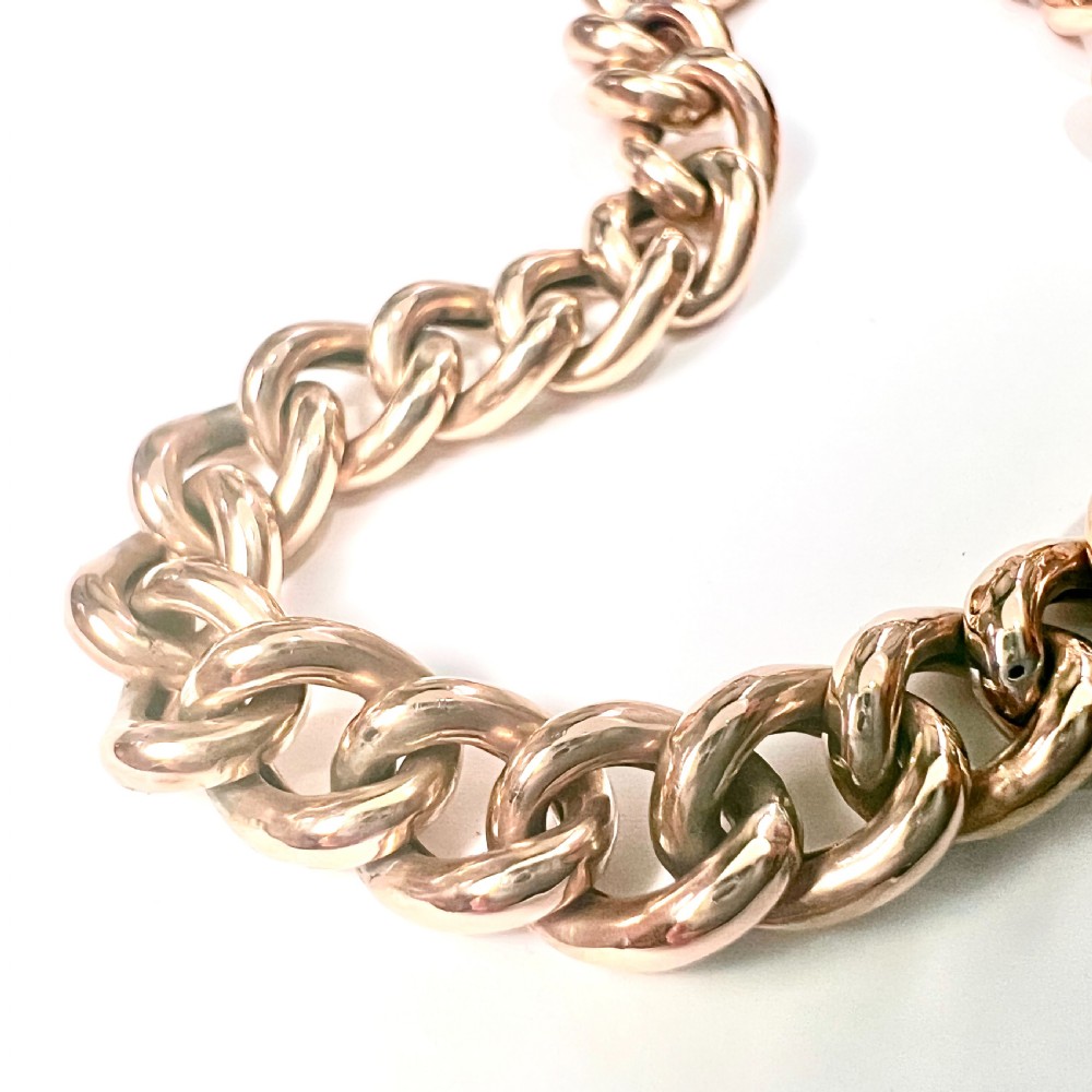 Antique 9CT Rose Gold Curb Chain Bracelet with Padlock View III