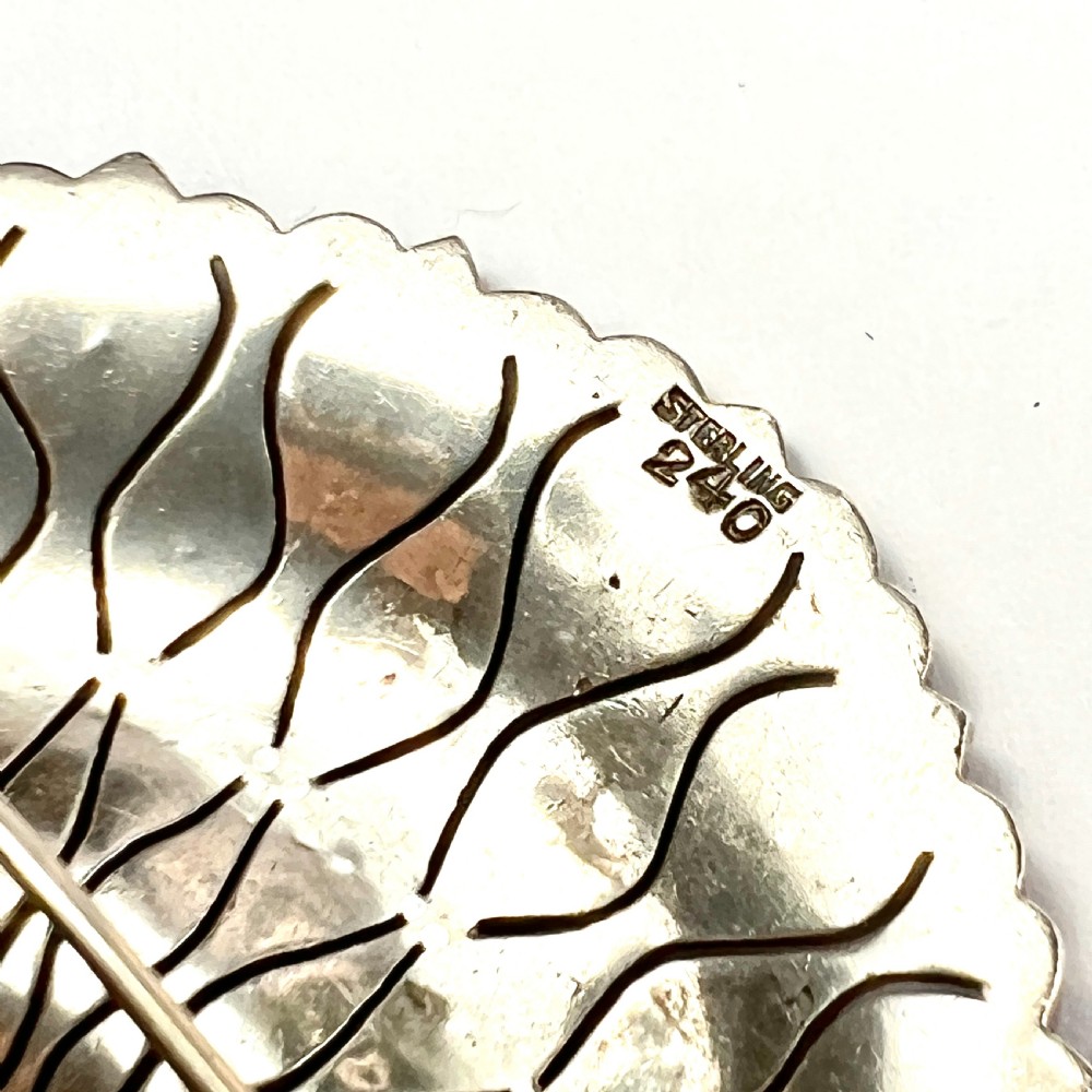 Huge Vintage Art Deco Paste Enamel Peacock Brooch in Sterling Silver View VIII