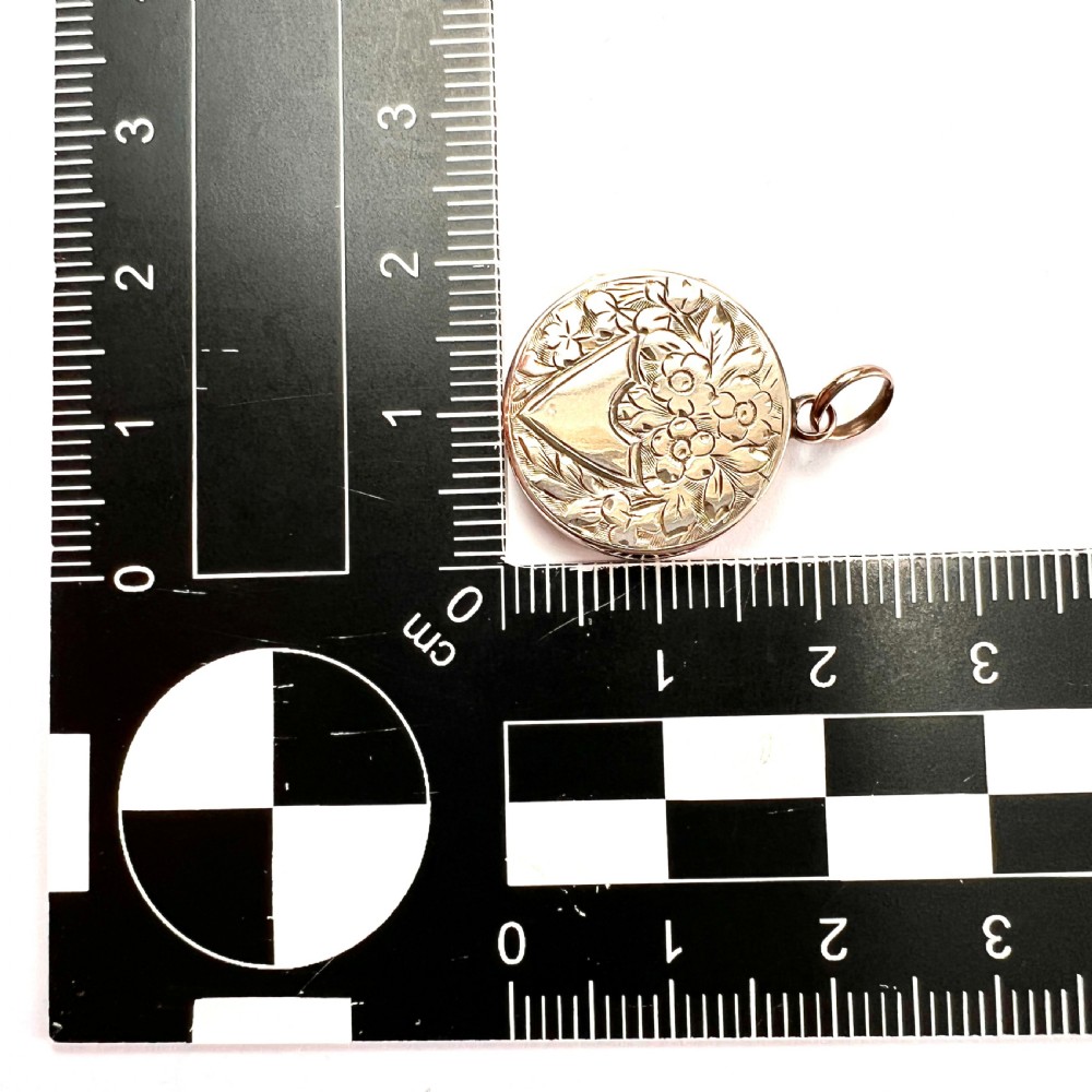 Small Antique 9CT Gold Round Locket Pendant • Victorian Edwardian View VI