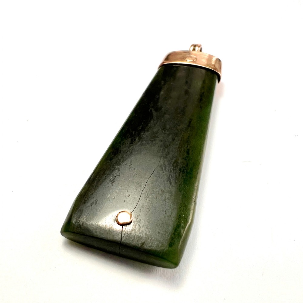 Large Victorian 9CT Rose Gold New Zealand Pounamu Jade Pendant  View IV