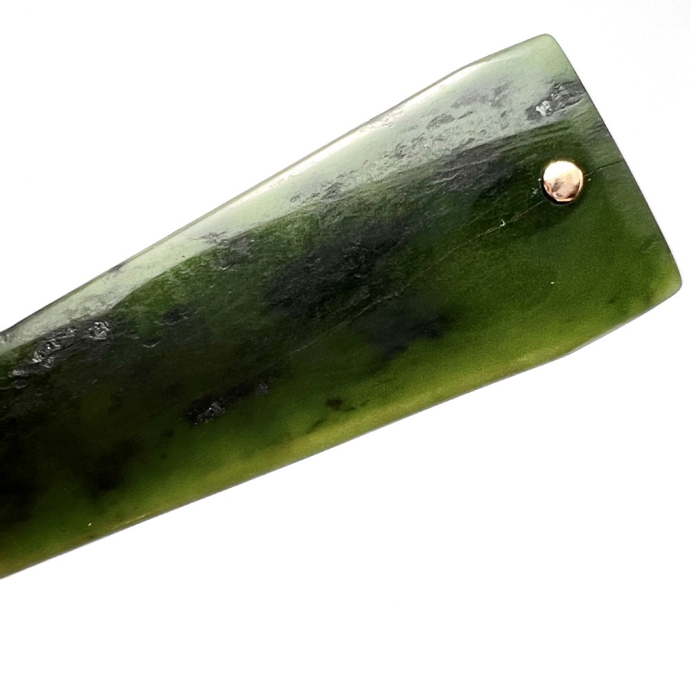 Large Victorian 9CT Rose Gold New Zealand Pounamu Jade Pendant  View VII