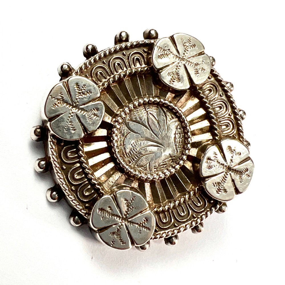 Victorian 1880 Aesthetic Era Silver Earrings and Brooch View II