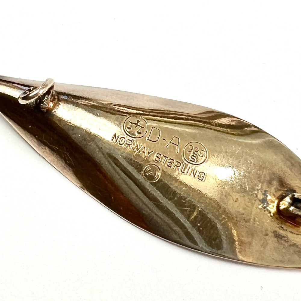 Vintage David Andersen White Enamel Sterling Silver Leaf Brooch View IV