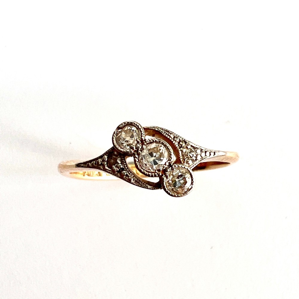 Edwardian 18CT Gold Platinum and Diamond Ring View III
