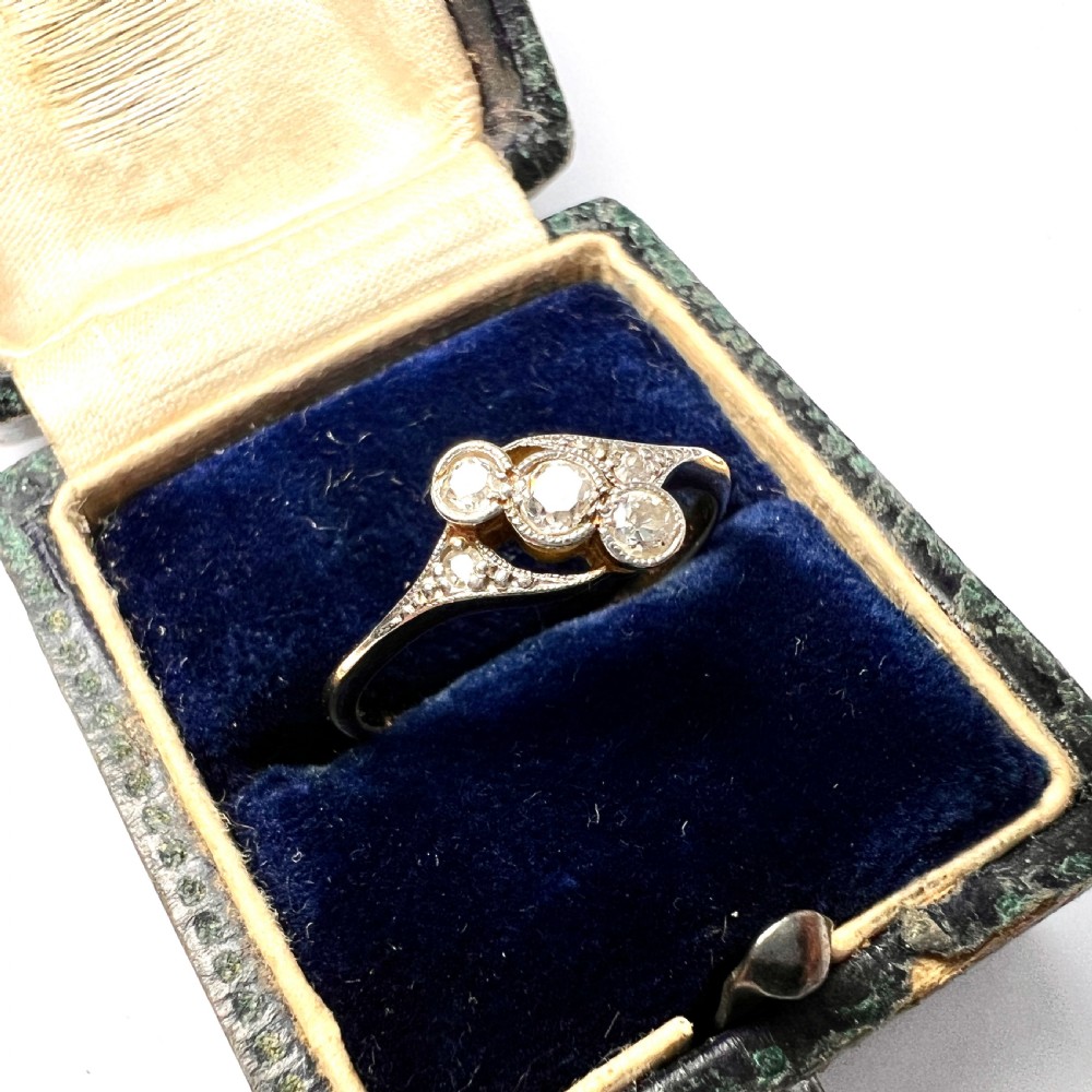Edwardian 18CT Gold Platinum and Diamond Ring View IX