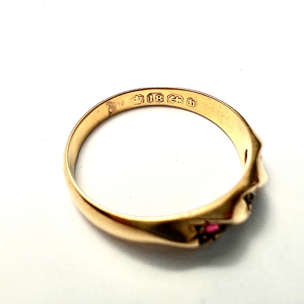 Victorian Star-set Diamond and Ruby 18CT Gold Twist Ring  View III