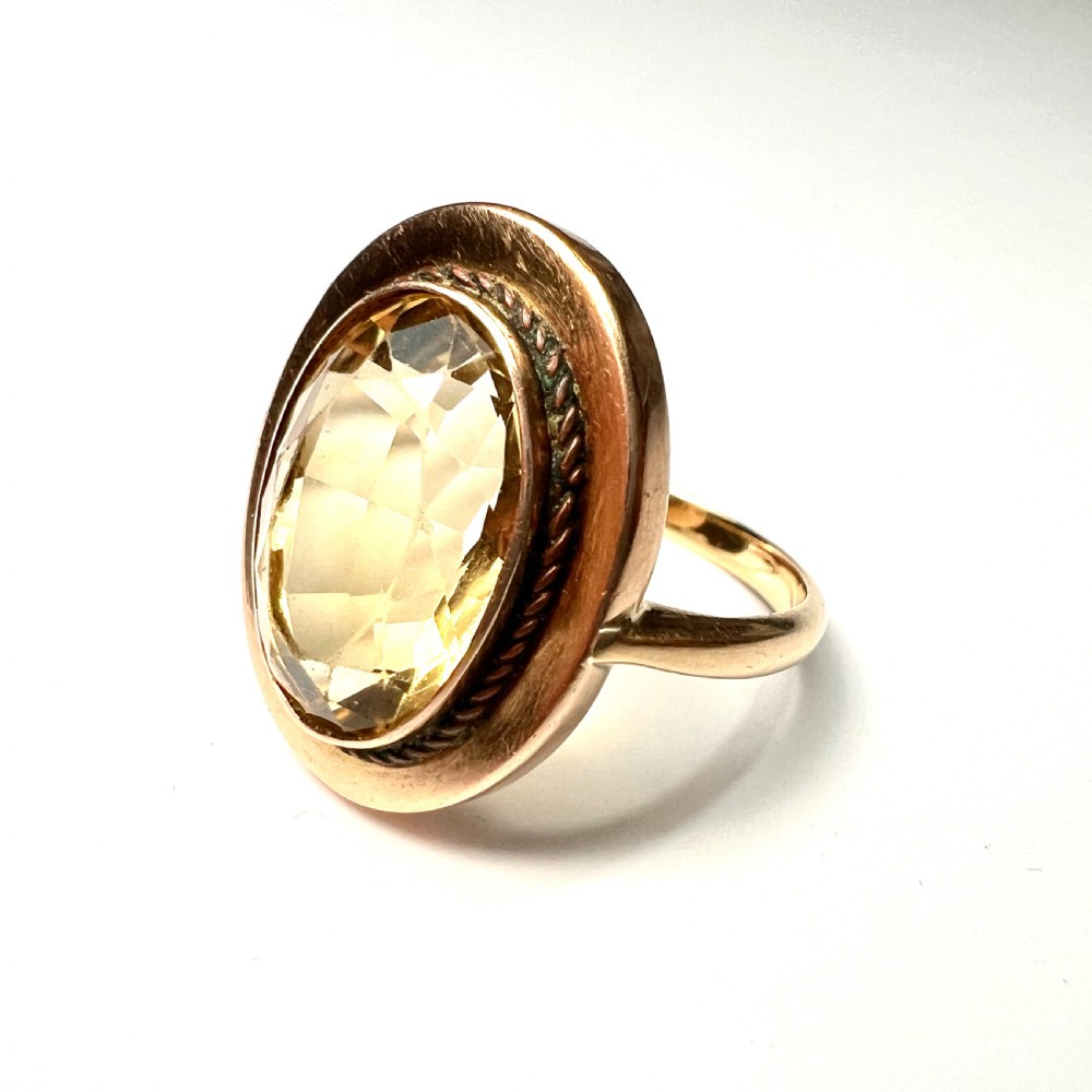 Large Victorian 15CT Rose Gold Citrine Cocktail Ring  View III