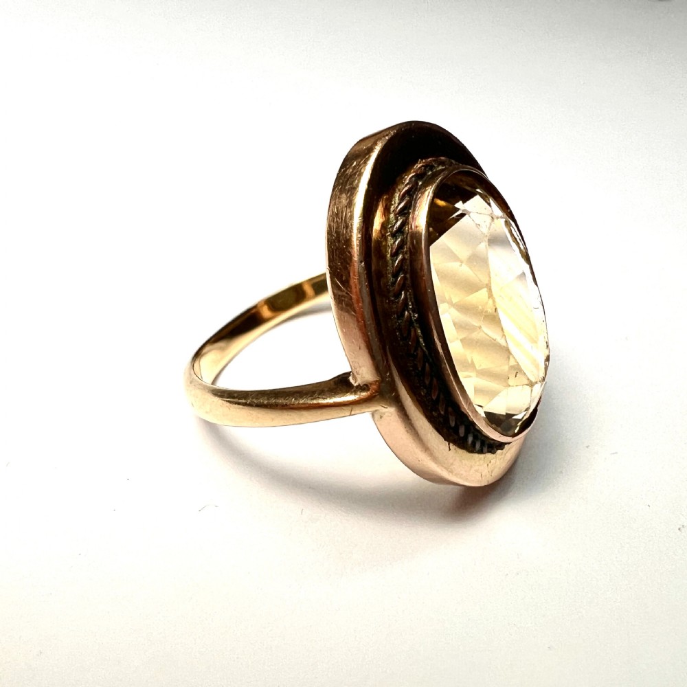 Large Victorian 15CT Rose Gold Citrine Cocktail Ring  View IV